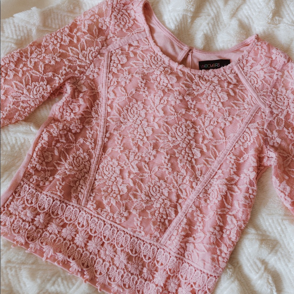 Pink Lace Crop Top